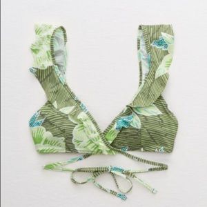 Aerie ruffle cross bikini top